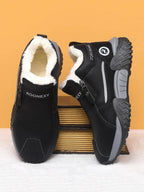 Unisex Winter Snow Casual Ankle Boots, Suede-Look Upper, Side Zip, Fleece-Lined Warm, Thick PVC Sole