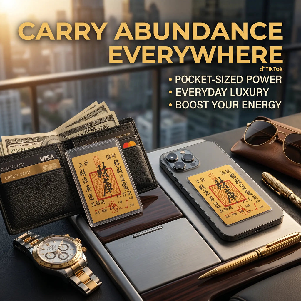 Ritual Blessed Wealth Vault Feng Shui Talisman Card - Pocket-Sized Fashion Accessory, Manifest Abundance, Attract Money & Luck for Side Hustles, Money Magnet Phone Sticker