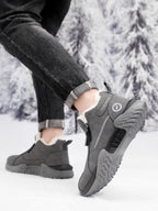 Unisex Winter Snow Casual Ankle Boots, Suede-Look Upper, Side Zip, Fleece-Lined Warm, Thick PVC Sole
