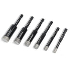 6-Piece Vacuum Brazed Diamond Drill Bit Set (1/4"-1/2") for Tile, Glass & Granite