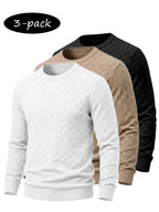 4-Pack Men's Plaid Knit Sweatshirts, Textured Grid Pattern Long Sleeve, Soft Lightweight Casual Top, Ideal for Fall Winter Streetwear