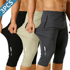 3-Pack Men's Ice Silk Straight-Leg Shorts | Below Knee Athletic Casual Shorts