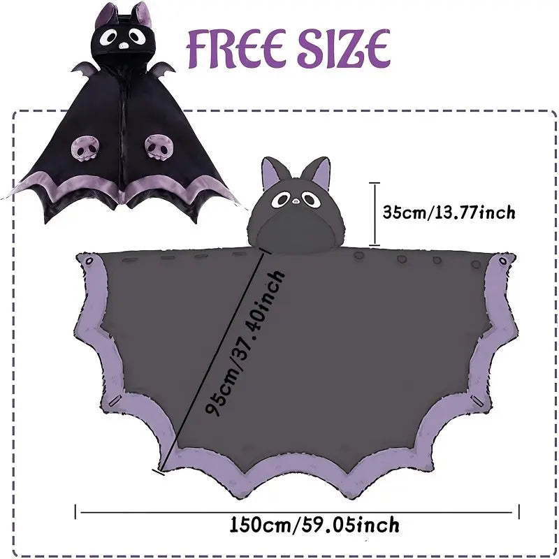 summerween-Unisex Wearable Blanket Bat Hooded Cape, Extra Large Plush Thickened Cape, One Size Fits All, Perfect Holiday Gift, Halloween Christmas Gift