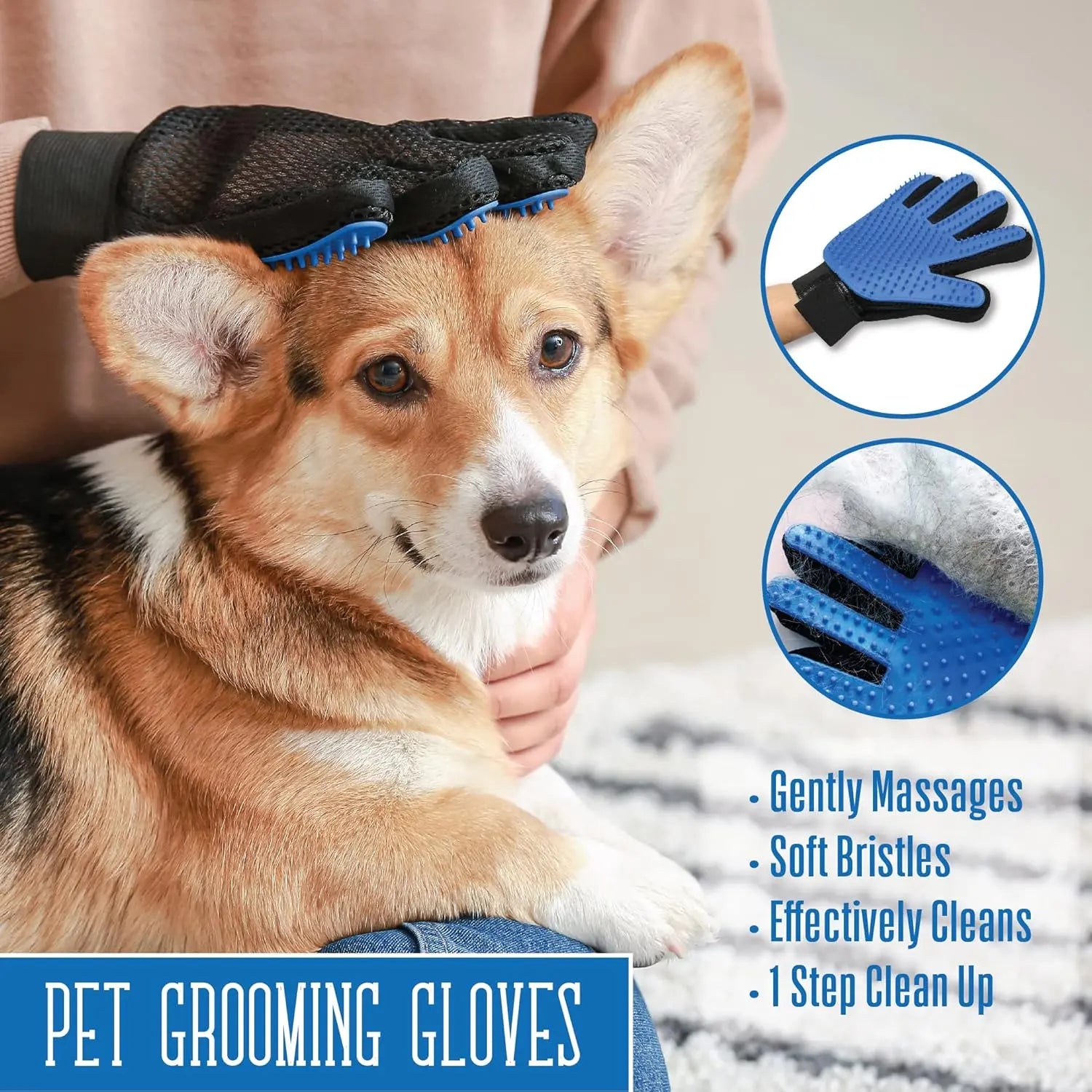 Upgraded 5-Finger Multifunctional Pet Grooming Deshedding & Massage Mitts Set