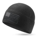 OUTDOOR SHAPING Patriotic American Flag Waffle Grid Recycled Poly Fleece Beanie - Casual, Soft Lightweight Adult Skull Cap, One Size Patriotic Hat with Waffle Fleece Traps Warmth, Accessories Adults for Running, Cool Gifts for Guys