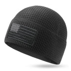 OUTDOOR SHAPING Patriotic American Flag Waffle Grid Recycled Poly Fleece Beanie - Casual, Soft Lightweight Adult Skull Cap, One Size Patriotic Hat with Waffle Fleece Traps Warmth, Accessories Adults for Running, Cool Gifts for Guys