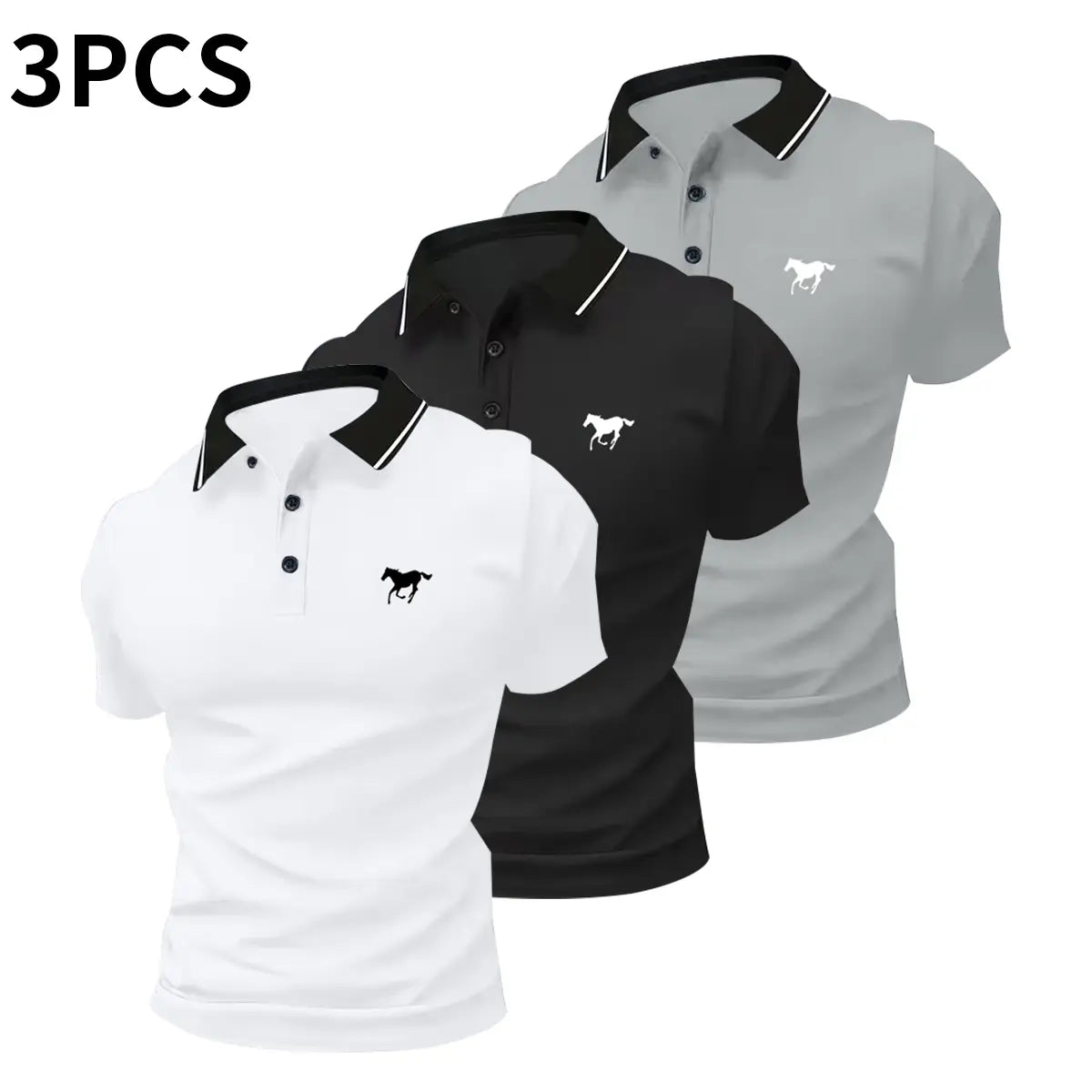 Men's Casual Business Polo Shirt - Versatile Solid Buttoned Top