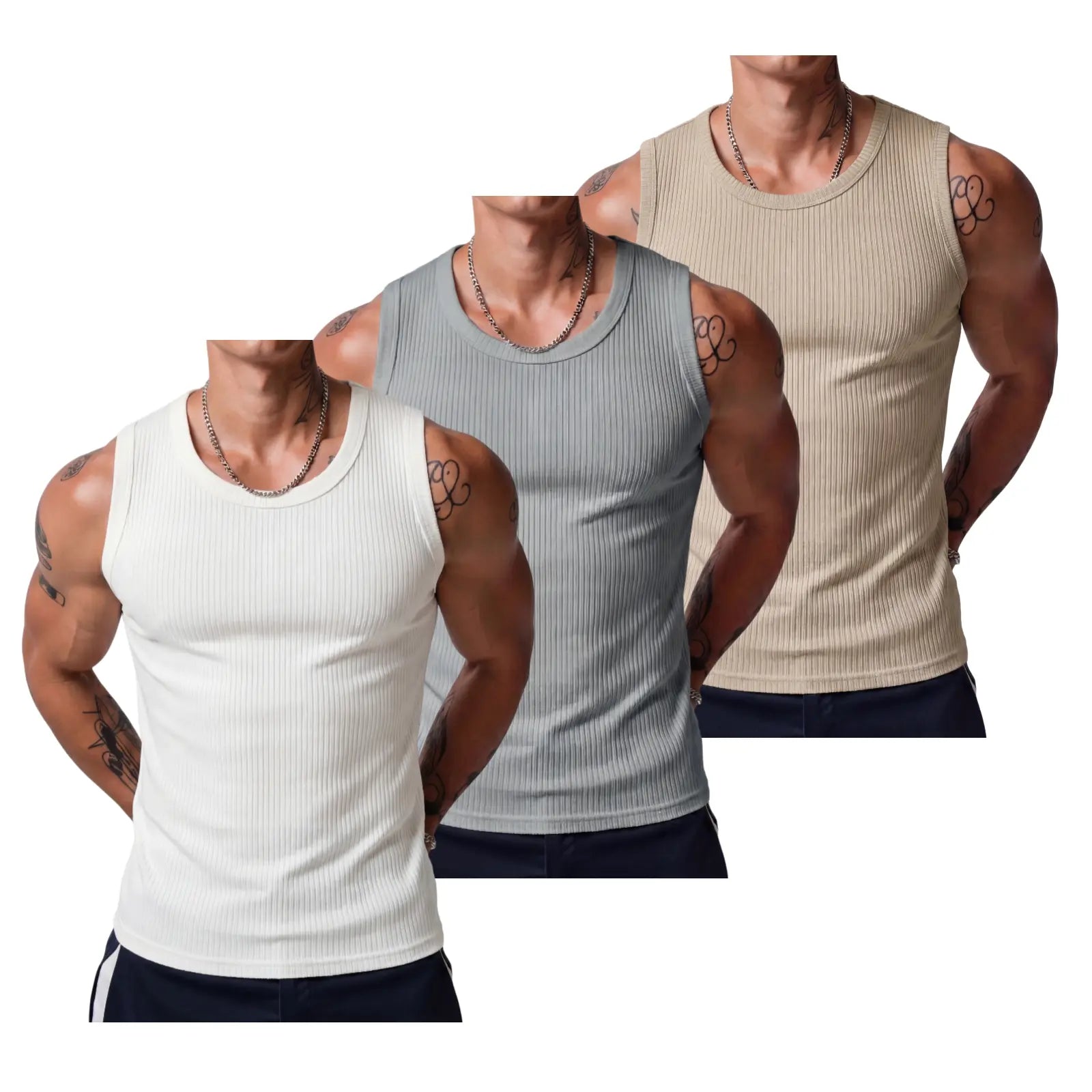 Men's Heavyweight High Stretch Breathable Wide Strap Ribbed Muscle Tank Top