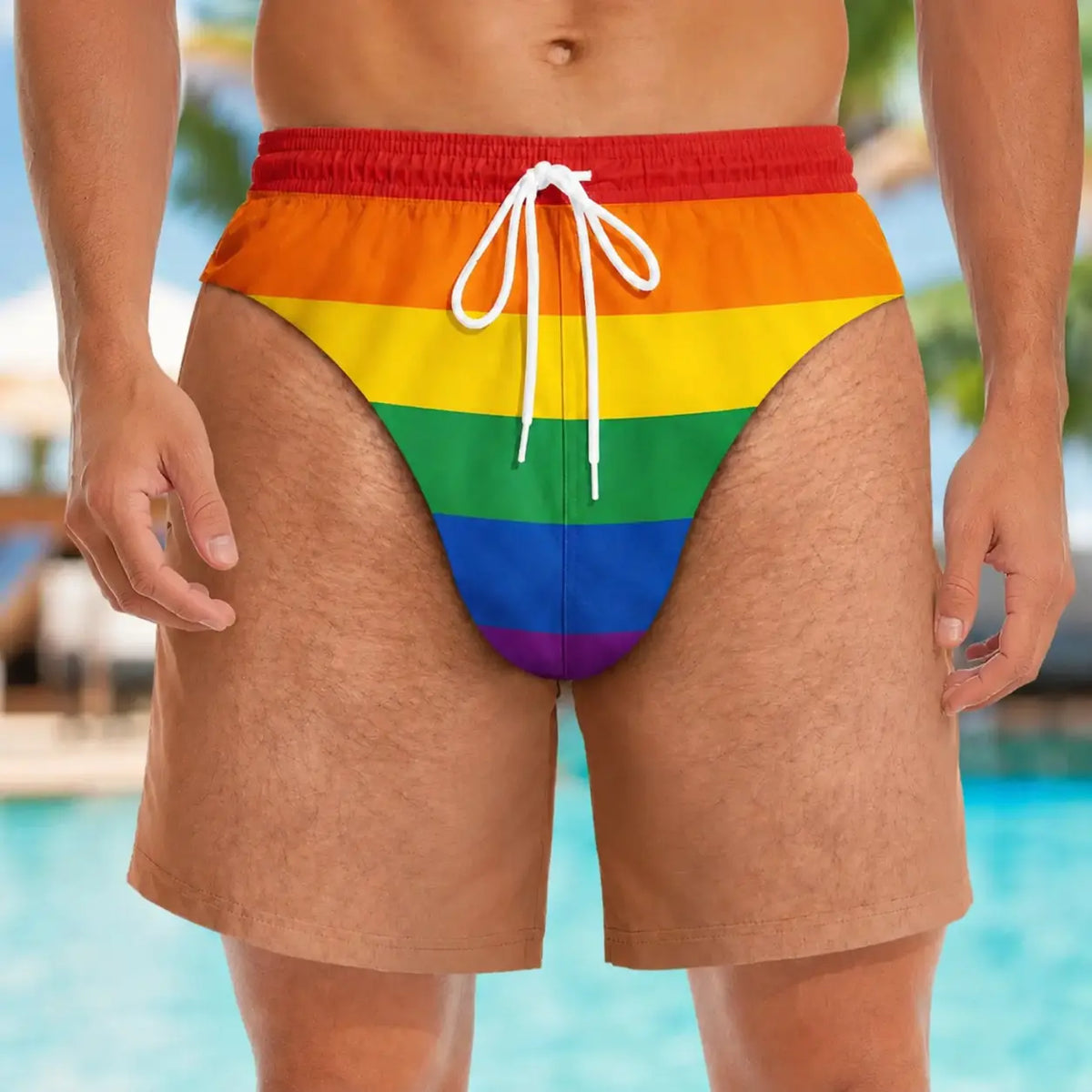 Men's Novelty Patriotic Swim Trunks - American Flag Freedom & Chill Quick Dry Beach Shorts with Mesh Lining - Funny Ugly Summer Hawaiian Shirt Vacation Gifts for Him