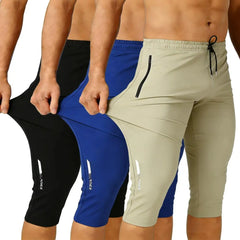 3-Pack Men's Ice Silk Straight-Leg Shorts | Below Knee Athletic Casual Shorts