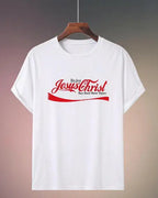 Clever Faith & Pop Culture Mashup Top - ‘Enjoy Jesus’ in Vintage Soda Script for a Thought-Conversation Street Style,Four-season casual short-sleeved T-shirt, sports T-shirt, sport and casual wear, home and casual wear.