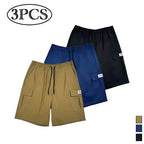 Men’s shorts set (1-piece or 3-piece options; khaki/black/gray) — slanted pockets — single rear side pocket — versatile casual wear — suitable for everyday use; summer shorts ideal for daily outings and vacations; multi-pocket casual shorts