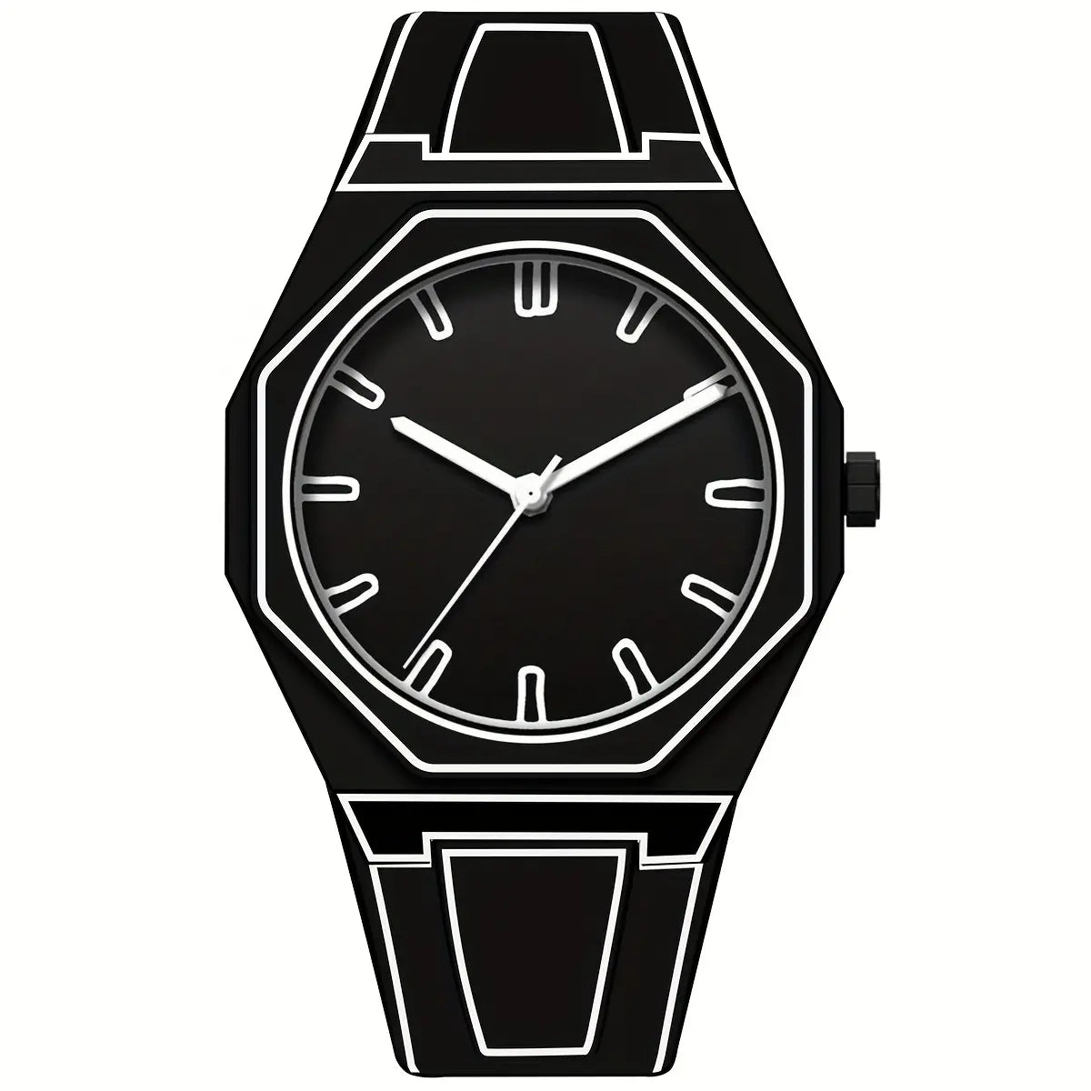 1pc PINTIME Preppy Style Men'S Watch - Quartz Movement, Silicone Band, Luminous Hands, Round Dial, Battery-Operated, Non-Rechargeable, Fashionable Accessory for All Occasions