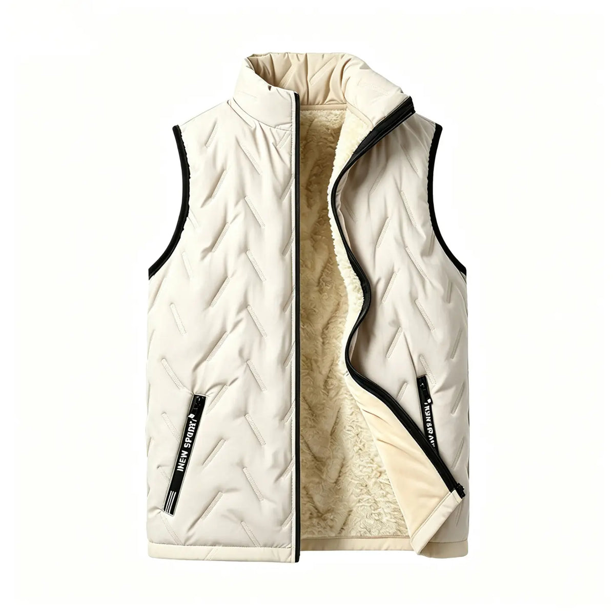 Men's Fleece-Lined Winter Vest with Stand-Up Collar