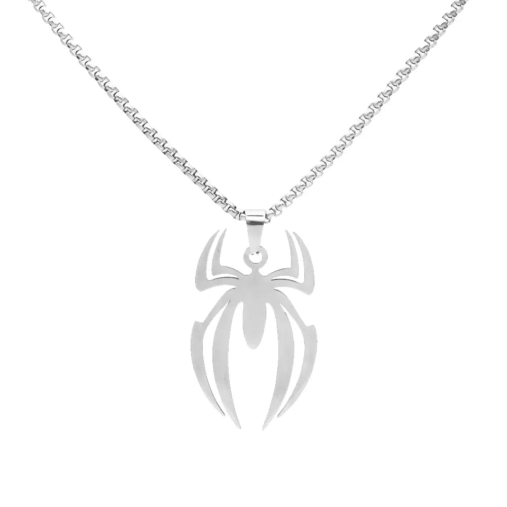 Spider Necklace For Men Women Titanium Stainless Steel Gold Silver Black Cuban Chain Paperclip Chain Lightweight Trendy Cool Goth Spider Pendant Necklace For Teen Halloween Non Tarnish Jewelry y2k Stylish Unique Accessories Birthday Gifts With Gift Box