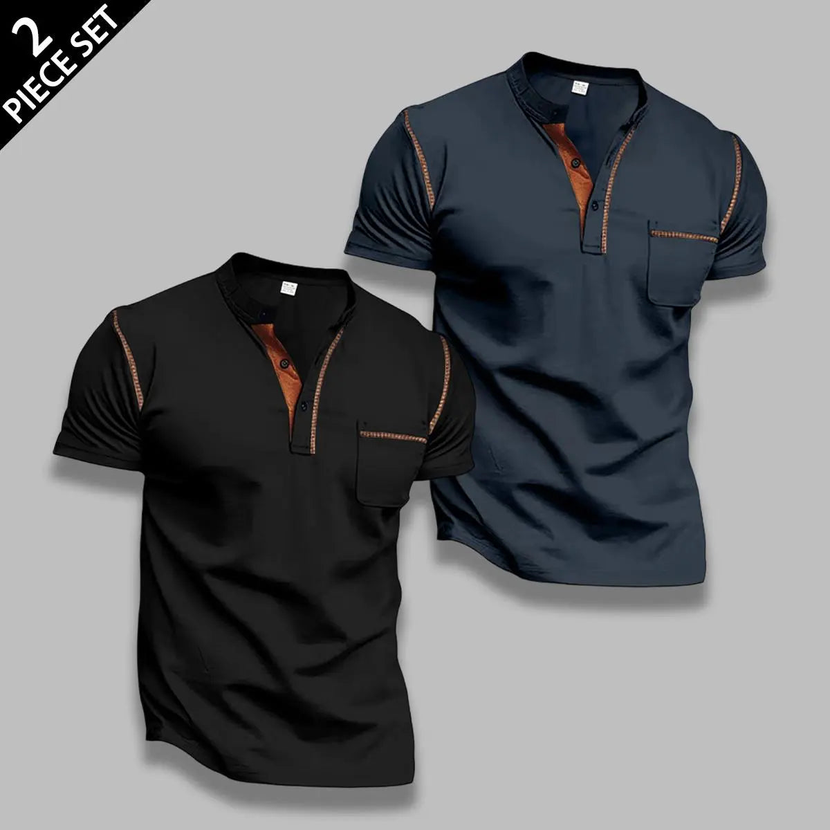 Men's 4-Pack Short Sleeve Henley T-Shirts, Slim Fit Streetwear Tops with Chest Pocket & Contrast Stitch, Breathable for Daily Wear, 4-Piece Set 1, Men's T Shirts, Men’s Clothes