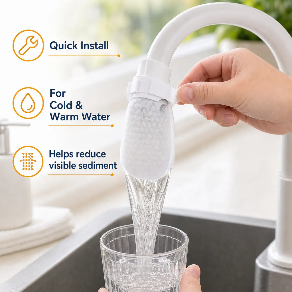 50-Pack Disposable Cotton Faucet Filter Bags with 5 Straps