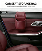 Leather car door storage pocket - double-layer compartments, scratch-proof flannel lining, residue-free adhesive, organizes keys & phones, keeps car interiors tidy, fits most sedans, SUVs and trucks for daily driving