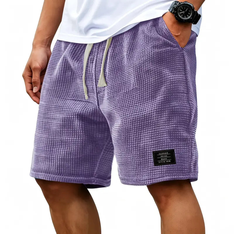 Men's 2-Pack Waffle Casual Shorts (Loose Fit, Solid Color)