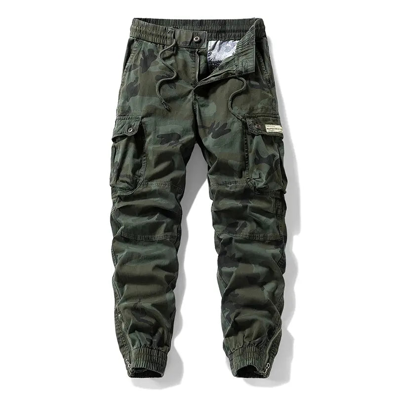 Menswear Fashion Men's Pants - Versatile Functional Cargo Pants for Men, Drawstring Cuffs, Multiple Pockets, Retro Outdoor Casual Style