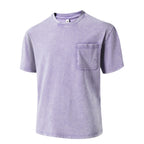 4-pack men’s 100% pure cotton vintage washed T-shirts for couples, casual fashion that matches any outfit—new unisex crew-neck short-sleeve tops suitable for outdoor sports, everyday wear, and street outings.