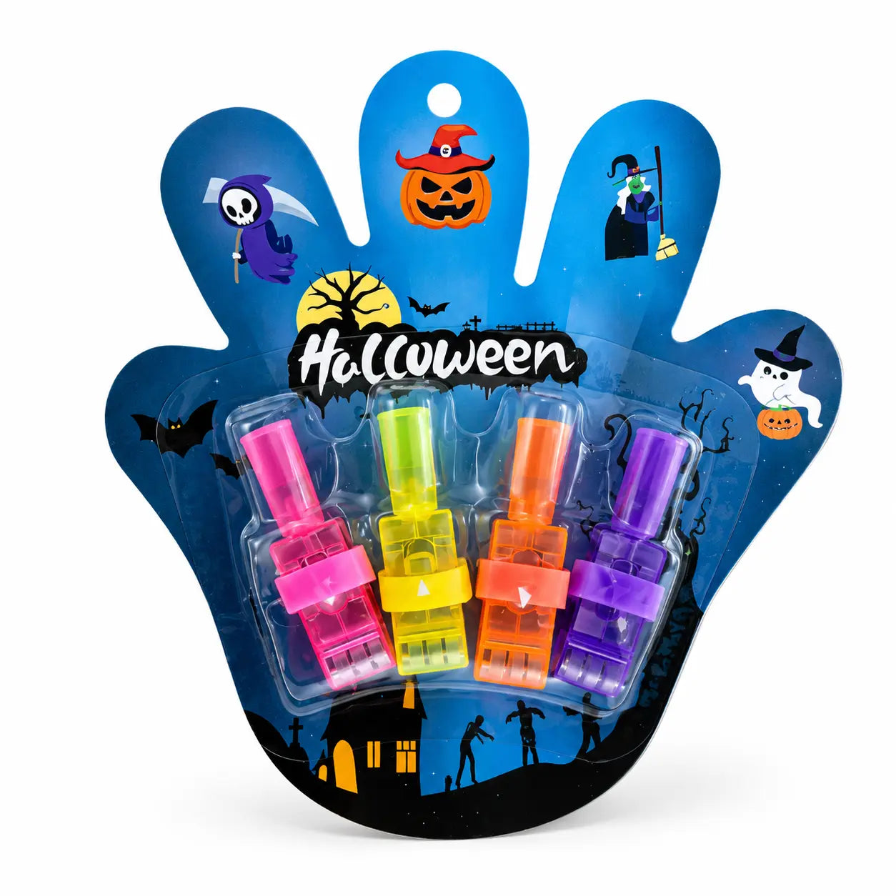 Halloween Finger Projector Rings, LED Light-Up Finger Toys, Random Pattern Assortment, Spooky Projection Party Favors for Kids, Trick-or-Treat Goodie Bag Fillers & Halloween Party Supplies