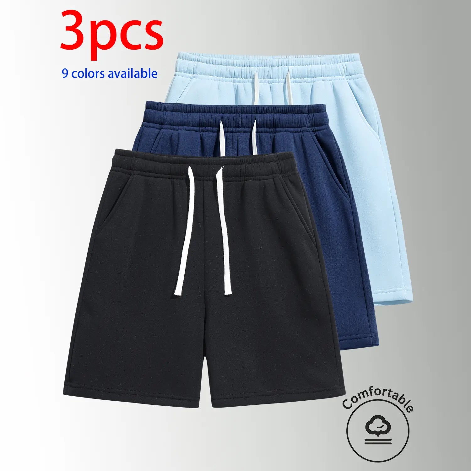 Unisex 3-Pack 5-Inch Drawstring Athletic Shorts: Breathable Running & Casual Shorts