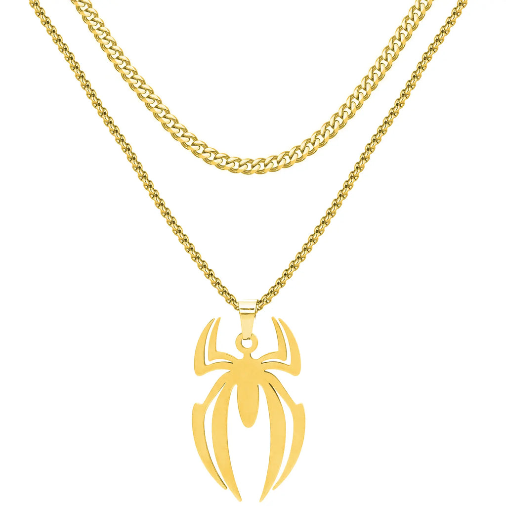 Spider Necklace For Men Women Titanium Stainless Steel Gold Silver Black Cuban Chain Paperclip Chain Lightweight Trendy Cool Goth Spider Pendant Necklace For Teen Halloween Non Tarnish Jewelry y2k Stylish Unique Accessories Birthday Gifts With Gift Box