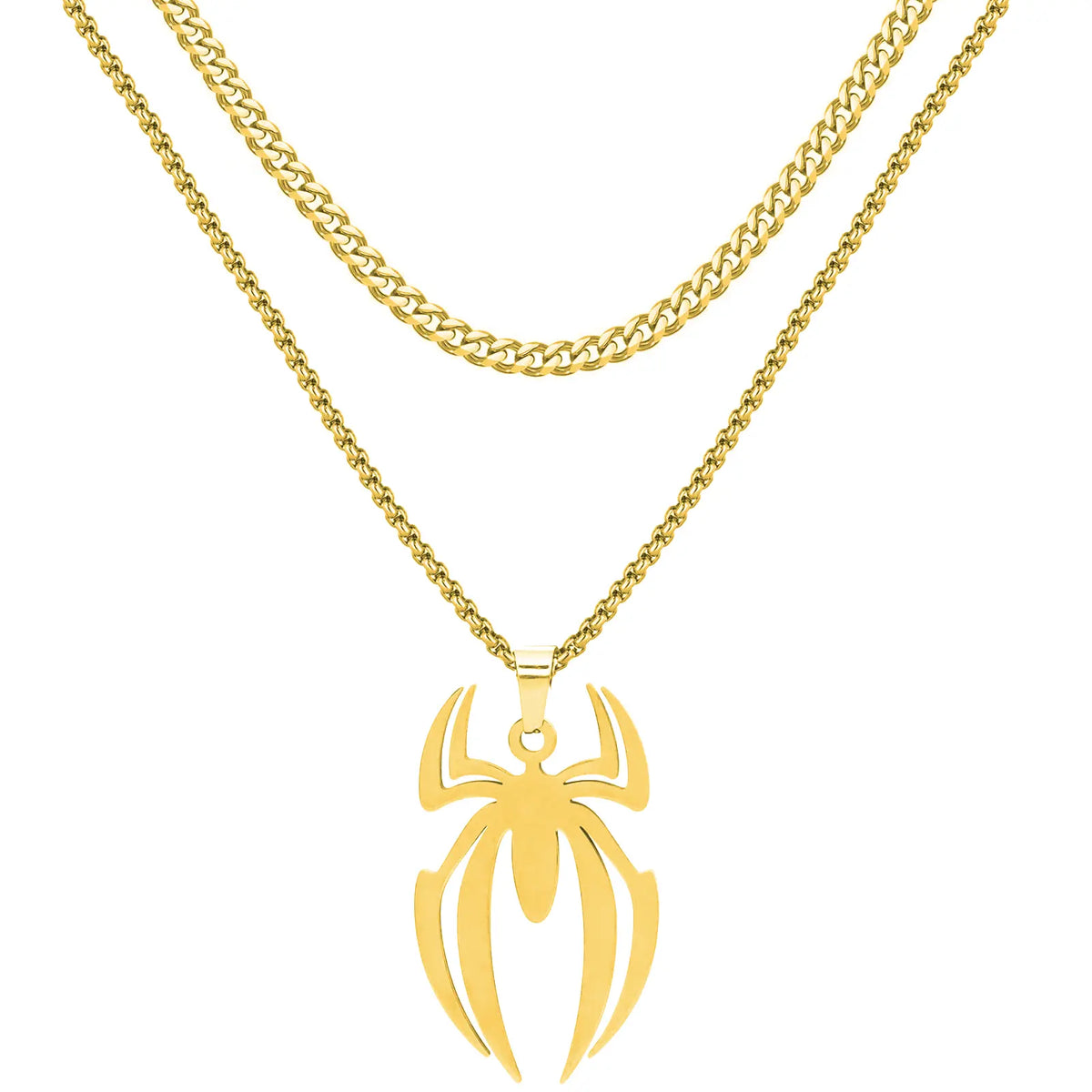 Spider Necklace For Men Women Titanium Stainless Steel Gold Silver Black Cuban Chain Paperclip Chain Lightweight Trendy Cool Goth Spider Pendant Necklace For Teen Halloween Non Tarnish Jewelry y2k Stylish Unique Accessories Birthday Gifts With Gift Box