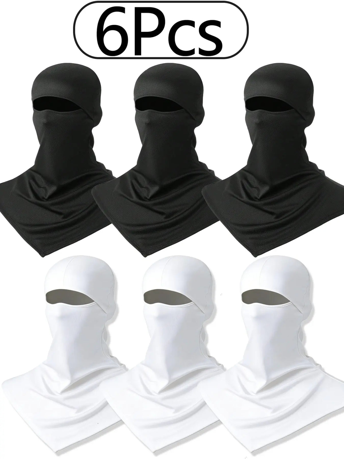 6 Pack Breathable Long-Length Full Face Mask for Men & Women, Sun Protection Quick-Dry Fishing Head Cover, Sweat-Absorbent Sports Balaclava