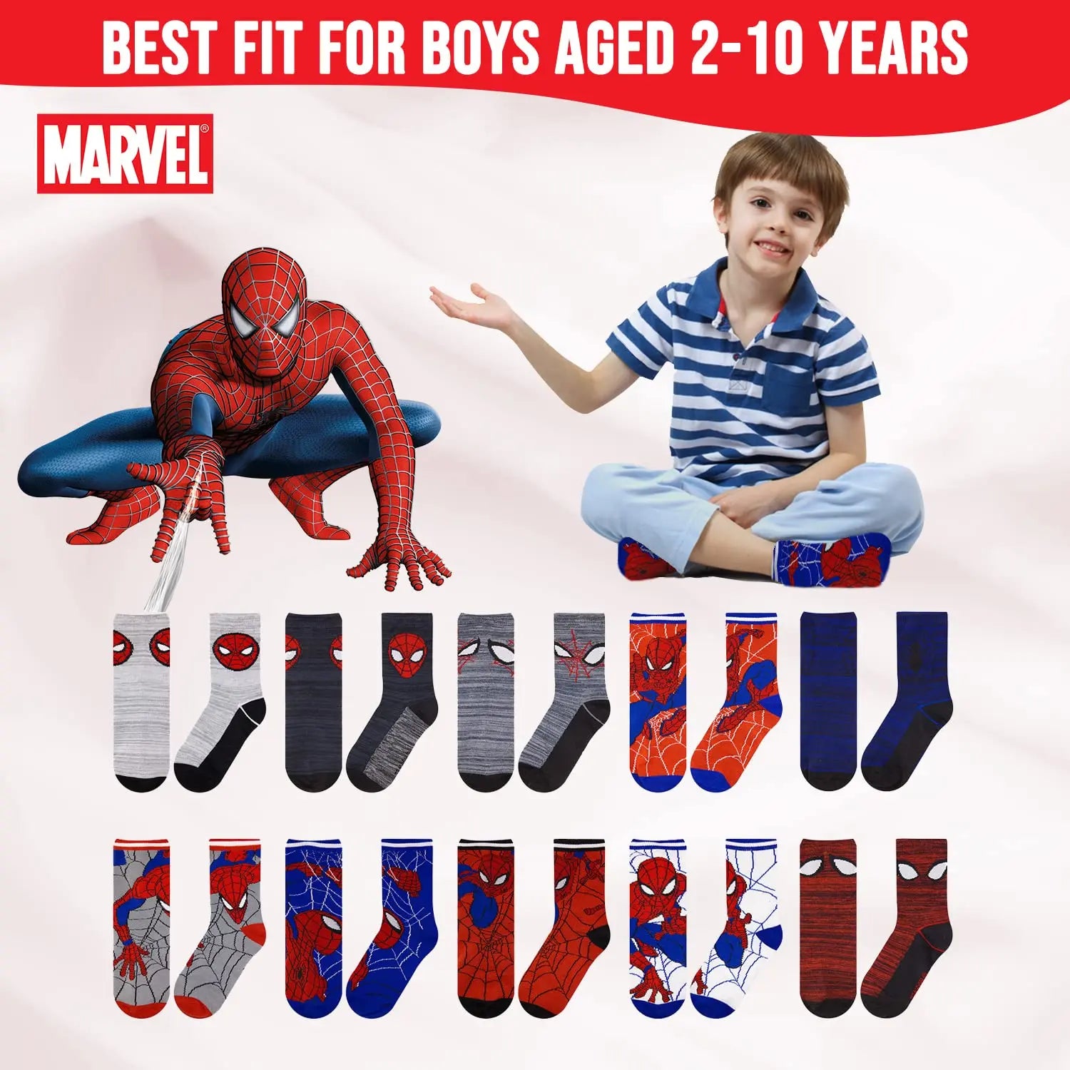 Marvel Spiderman Boys Socks - 10-Pack Decorative Toddler Socks with Amazing Legends Design, Fashion, Clothing, Youth Socks