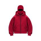 Balaclava Hoodie With Built-In Zip - Black Polyester Long Sleeve Men's Athletic Sweatshirt for Autumn Winter Sports & Casual Wear