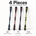 4 Pieces Weighted Fidget Pens — Balanced Design, Anti-Slip Grip, Weighted Ends; colors may vary
