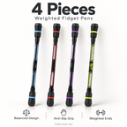 4 Pieces Weighted Fidget Pens — Balanced Design, Anti-Slip Grip, Weighted Ends; colors may vary