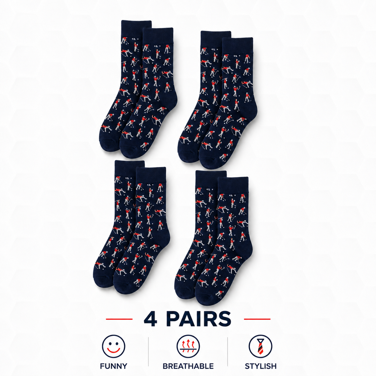 Golf Socks - Funny Angry Golfer Socks - 2 Pair per Pack - Size 10-13 Socks
