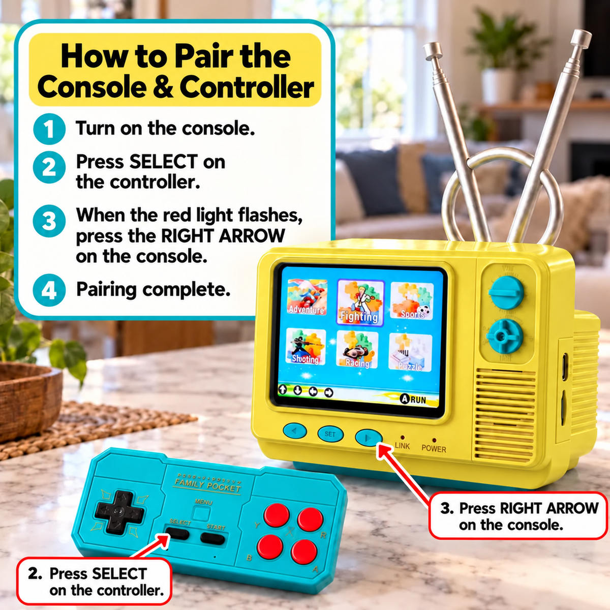 PYBGE GV300 Vintage Handheld Gaming Console - 2.8in IPS Screen, Low-Voltage Charging, Compact Design, Included Game Cables - Game Night Gadget, Unique Cool Gifts, Teen Boy Christmas Gift Idea