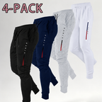 Men's Print Athleisure Joggers 3-Pack (Black, Gray, Navy)