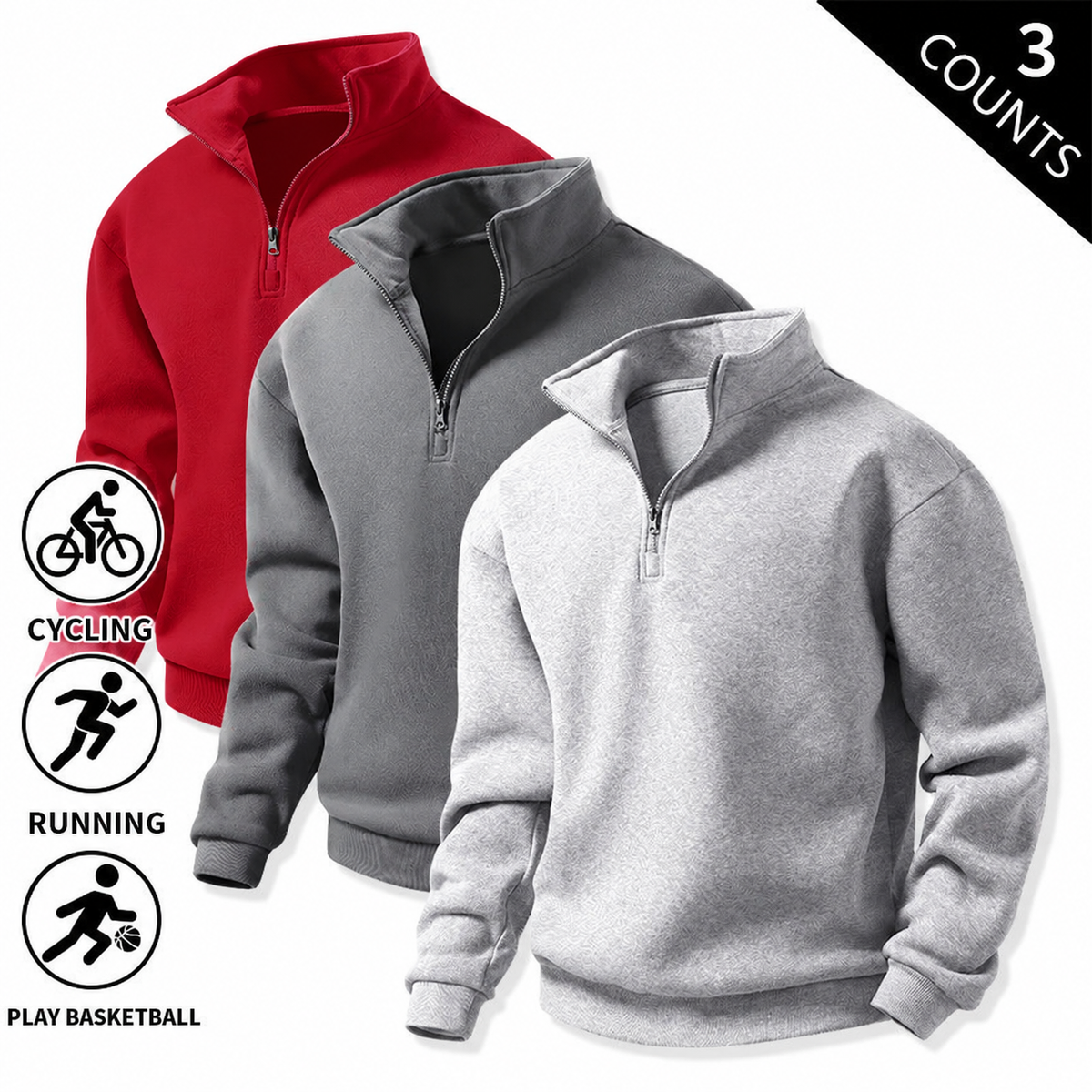 Light gray + Dark gray + Red