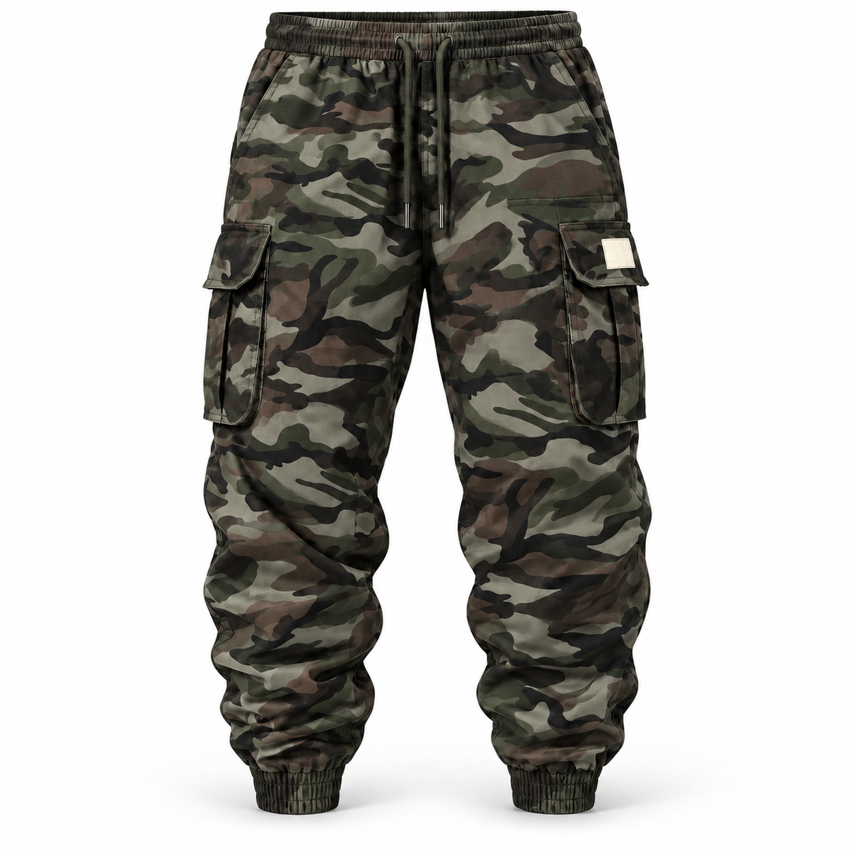 Single pair men's tactical cargo pants - green camouflage